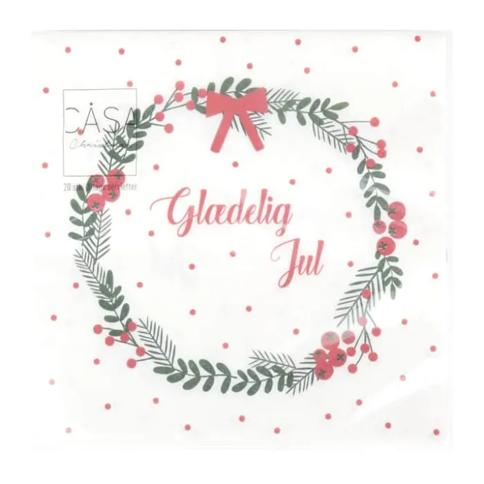 Casa Christmas Papirservietter - 20 stk. B 33 x L 33 cm - Papir - Hvid/rød