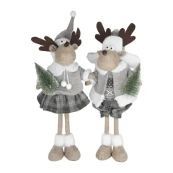 Casa Christmas Rensdyr H 60 cm - Polyester - Beige/grå