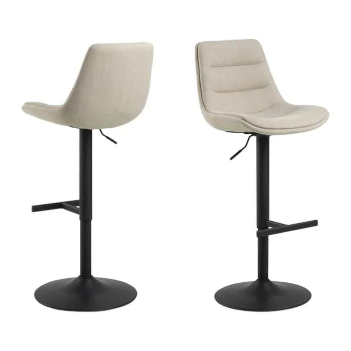 CASA Living Adisa Barstol - 2 stk H 95 x D 47 cm - Stof/stål - Beige/sort
