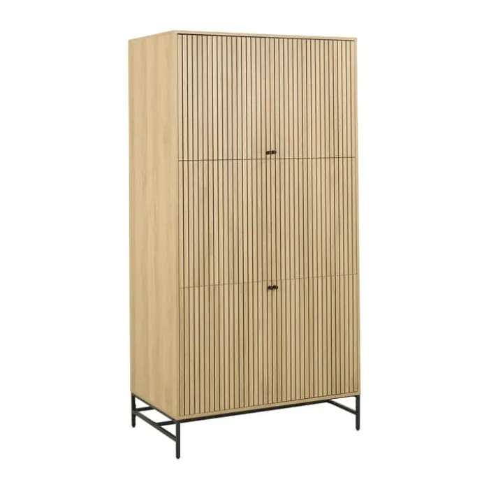 CASA Living Albany klædeskab H 200 x B 99 x L 60 cm - Melamin/stål - Natur