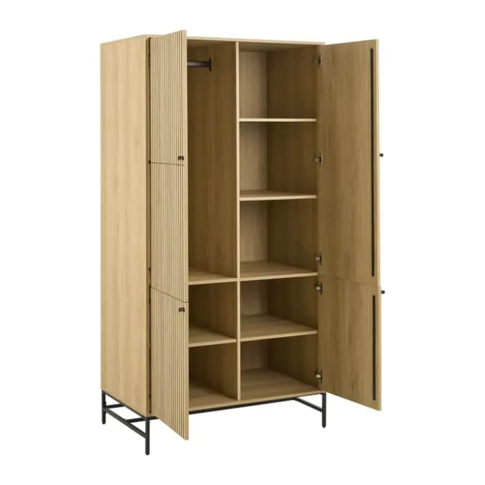 CASA Living Albany klædeskab H 200 x B 99 x L 60 cm - Melamin/stål - Natur