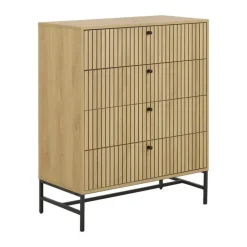 CASA Living Albany Kommode H 100,1 x B 80,6 x L 40 cm - Melamin/stål - Natur