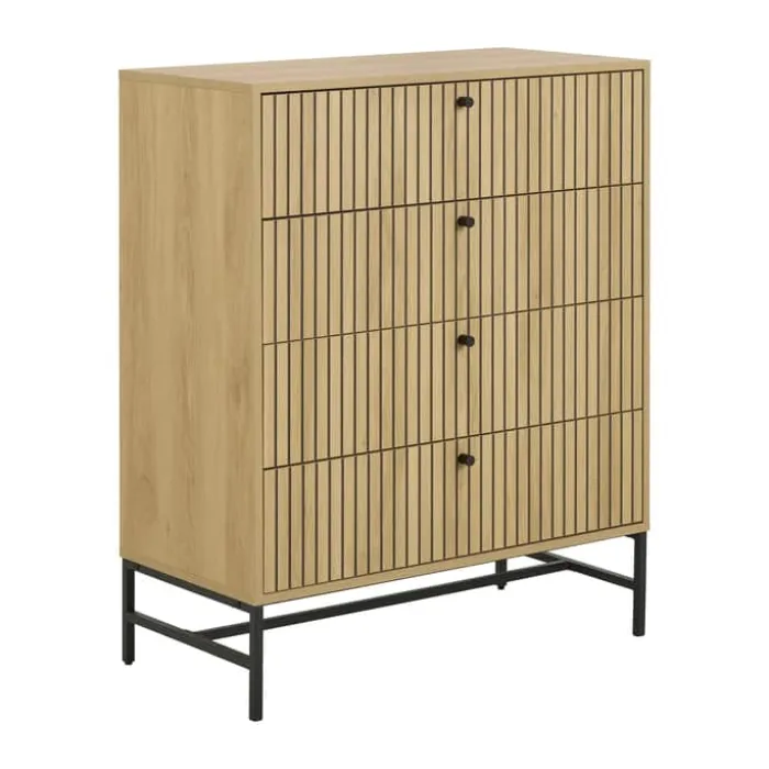 CASA Living Albany Kommode H 100,1 x B 80,6 x L 40 cm - Melamin/stål - Natur