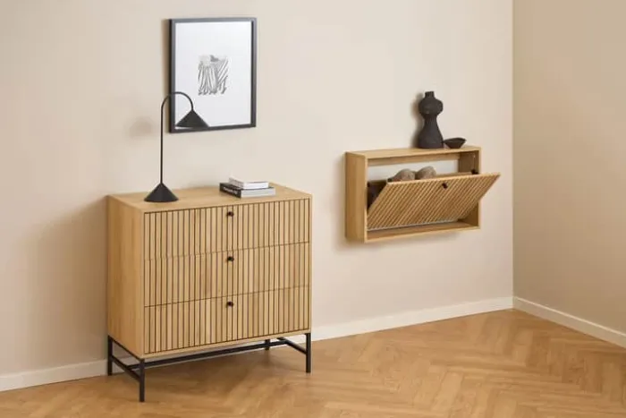 CASA Living Albany Kommode H 80,4 x B 80,6 x L 40 cm - Melamin/stål - Natur