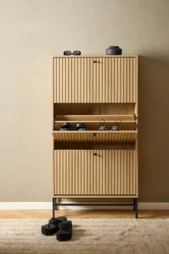 CASA Living Albany Skoskab H 140,4 x B 71,6 x D 25 cm - Ru eg melamin - Natur