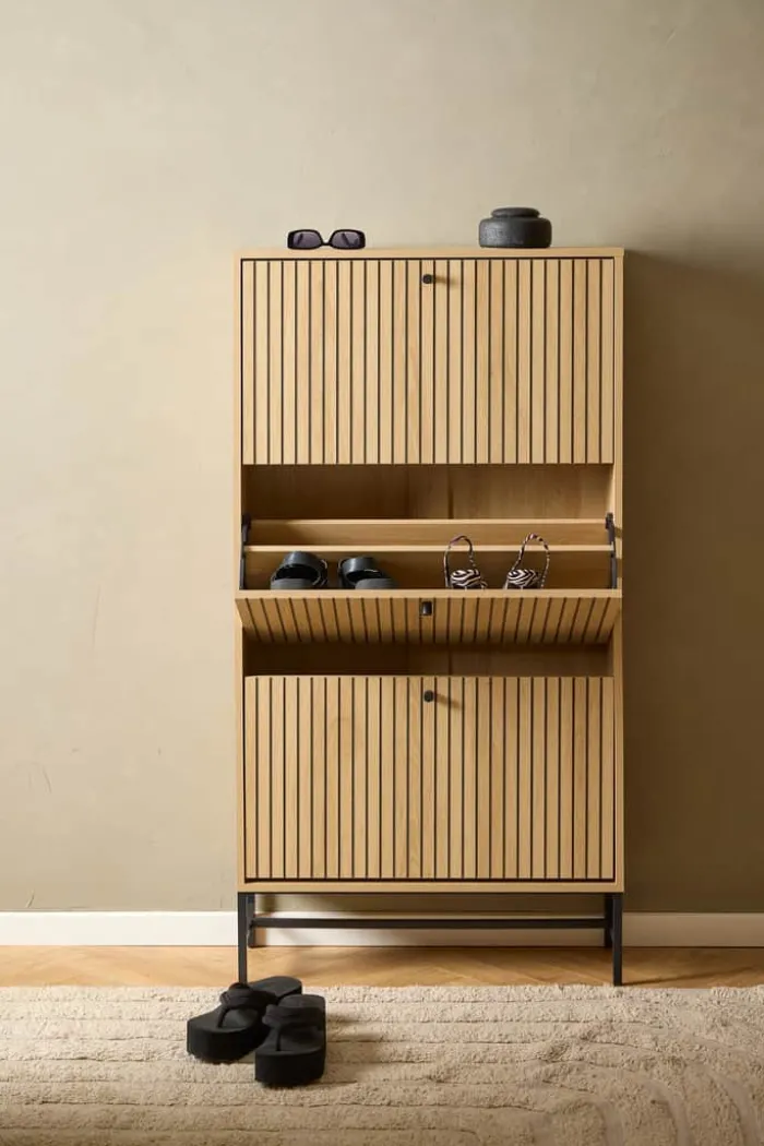 CASA Living Albany Skoskab H 140,4 x B 71,6 x D 25 cm - Ru eg melamin - Natur