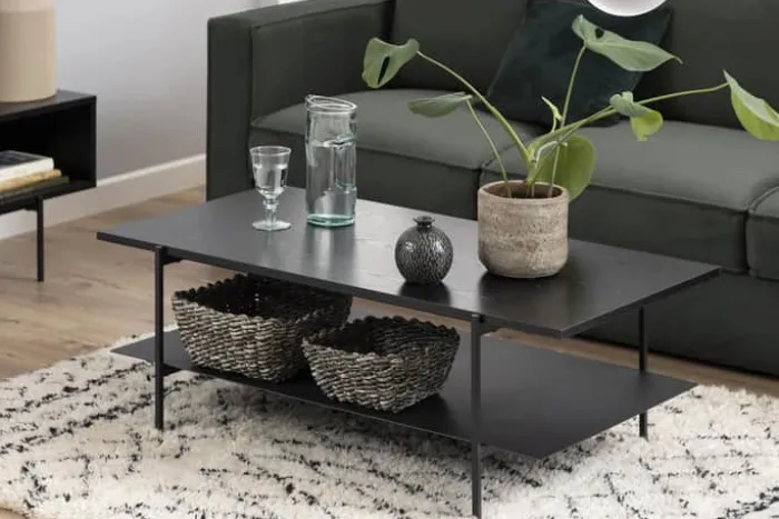 CASA Living Angus Sofabord H 40 x B 115 x D 60 cm - Melamin/metal - Sort