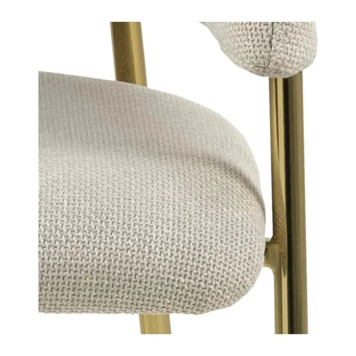 CASA Living Ann Spisebordsstol - 2 stk. H 77,5 x B 54,5 x D 54 cm - Metal/stof - Beige/gylden krom
