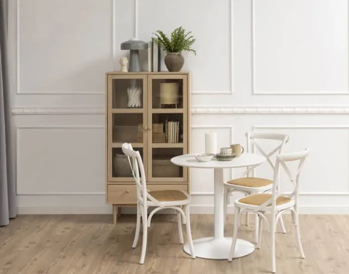 CASA Living Aston Vitrine H 144,8 x B 80 x D 40 cm - Egetræ/finer/glas - Natur