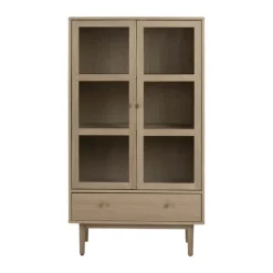 CASA Living Aston Vitrine H 144,8 x B 80 x D 40 cm - Egetræ/finer/glas - Natur