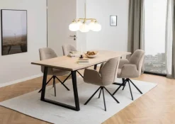 CASA Living Aura Spisebordsstol H 91 x B 60,5 x D 58,5 cm - Stål/stof - Beige