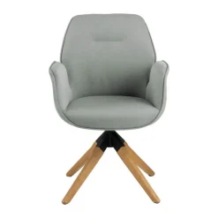 CASA Living Aura Spisebordsstol H 91 x B 60,5 x D 58,5 cm - Gummitræ/stof - Lysegrå/natur