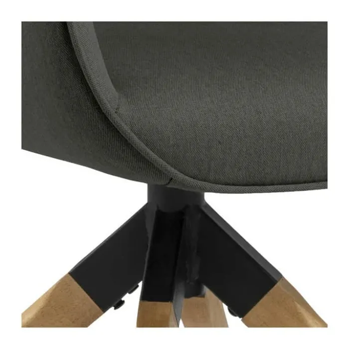 CASA Living Aura Spisebordsstol H 91 x B 60,5 x D 58,5 cm - Gummitræ/stof - Mørkegrå/natur