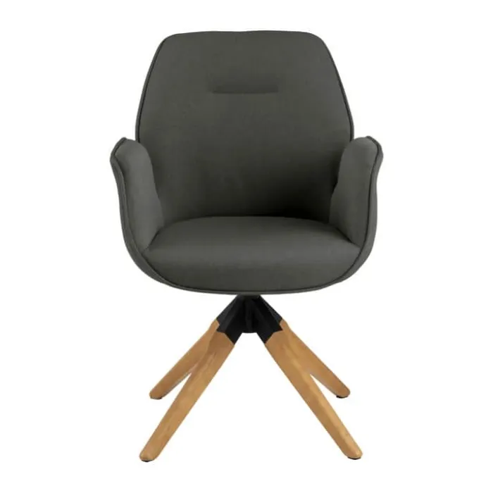 CASA Living Aura Spisebordsstol H 91 x B 60,5 x D 58,5 cm - Gummitræ/stof - Mørkegrå/natur