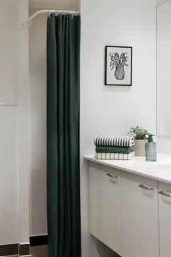 CASA Living Badeforhæng B 180 x L 200 cm - Polyester - Grøn