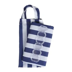 CASA Living Badeforhæng B 180 x L 200 cm - Polyester - Mørkeblå stribet