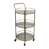 CASA Living Barvogn H 82 x B 54 x L 47 cm - Jern/glas - Guldfarvet