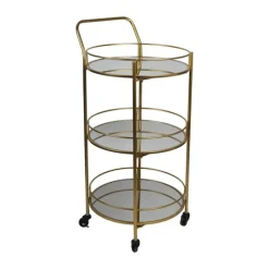 CASA Living Barvogn H 82 x B 54 x L 47 cm - Jern/glas - Guldfarvet