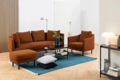 CASA Living Bayonne Sofabord H 42 X B 50 x L 95 cm - Glas/metal - Grå/sort