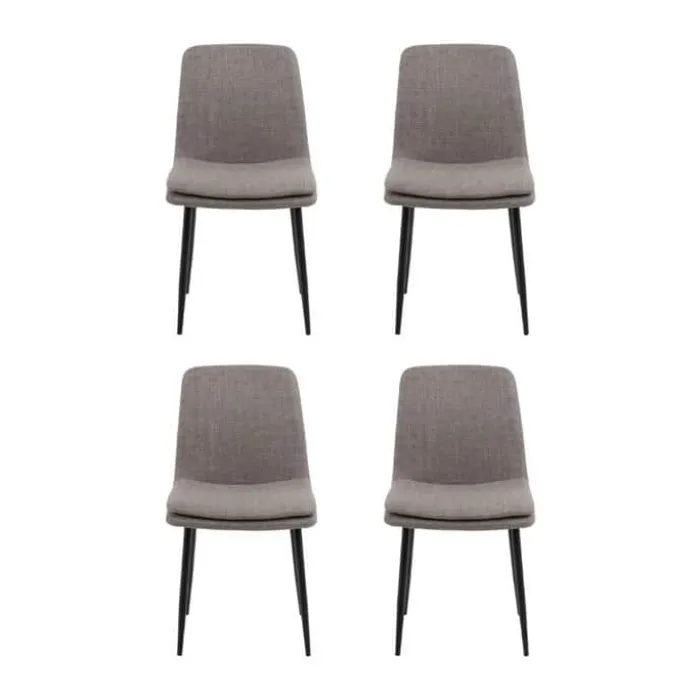 CASA Living Becca Spisebordsstol - 4 stk. H 85,5 x B 46 x D 55 cm - Metal/stof - Gråbrun