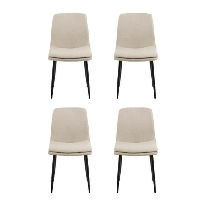 CASA Living Becca Spisebordsstol - 4 stk. H 85,5 x B 46 x D 55 cm - Metal/stof - Beige