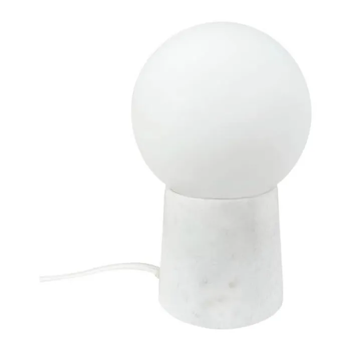 CASA Living Bloom Bordlampe H 19 cm - Marmor/glas - Hvid
