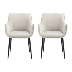 CASA Living Bonita Spisebordsstol med armlæn - 2 stk H 82,5 x B 56 x D 56 cm - Stof/stål - Beige