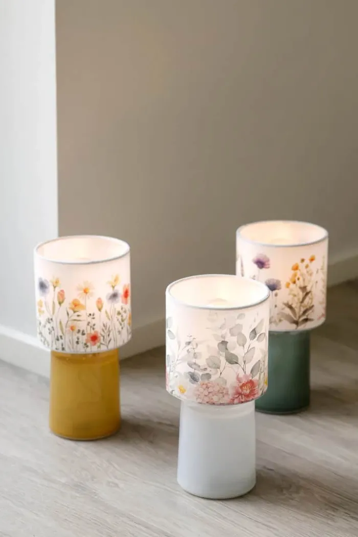 CASA Living Bordlampe H 22 cm - Glas/bomuld - Hvid