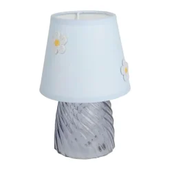 CASA Living Bordlampe H 19,5 cm - Glas/bomuld - Lyseblå