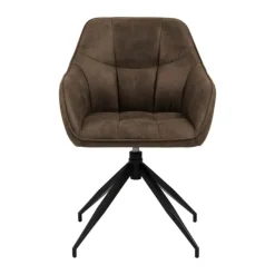 CASA Living Brenda Spisebordsstol H 84,5 x B 59 x D 54,5 cm - Metal/stof - Lysebrun/sort