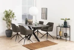 CASA Living Brenda Spisebordsstol H 84,5 x B 59 x D 54,5 cm - Metal/stof - Lysebrun/sort