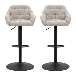 CASA Living Brooke Barstol - 2 stk. H 109 x B 52 x D 52 cm - Metal/stof - Beige/sort