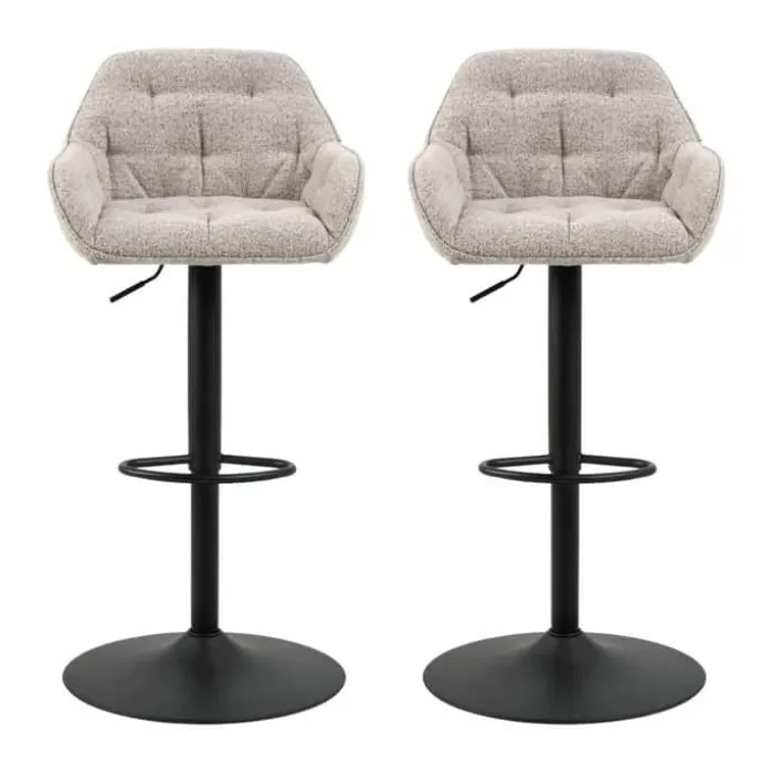 CASA Living Brooke Barstol - 2 stk. H 109 x B 52 x D 52 cm - Metal/stof - Beige/sort