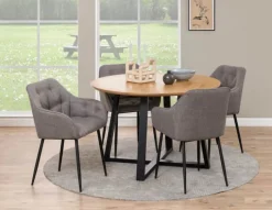 CASA Living Brooke Spisebordsstol - 2 stk. H 83 x B 58 x D 55 cm - Metal/stof - Gråbrun/sort