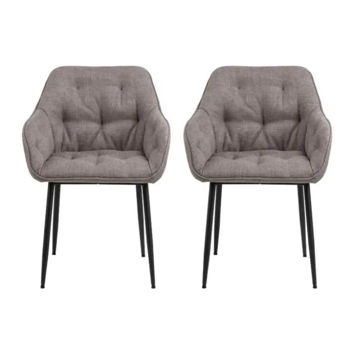 CASA Living Brooke Spisebordsstol - 2 stk. H 83 x B 58 x D 55 cm - Metal/stof - Gråbrun/sort