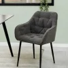 CASA Living Brooke Spisebordsstol - 2 stk. H 83 x B 58 x D 55 cm - Metal/stof - Mørk antracit/sort