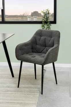 CASA Living Brooke Spisebordsstol - 2 stk. H 83 x B 58 x D 55 cm - Metal/stof - Mørk antracit/sort