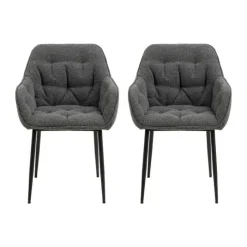 CASA Living Brooke Spisebordsstol - 2 stk. H 83 x B 58 x D 55 cm - Metal/stof - Mørk antracit/sort