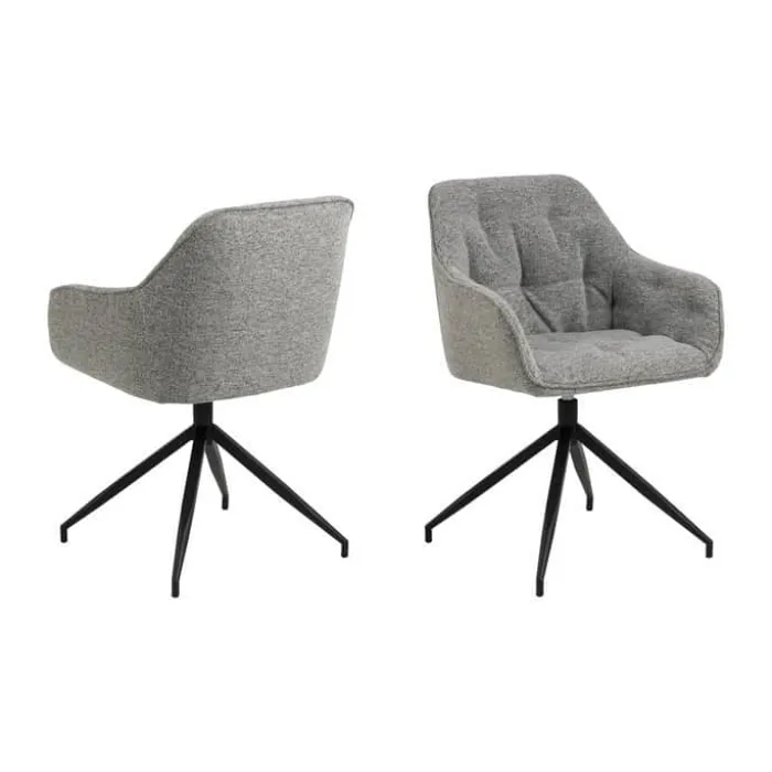 CASA Living Brooke Spisebordsstol H 82 x B 57 x D 54,5 cm - Metal/stof - Grå/sort