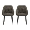 CASA Living Brooke Spisebordsstol med armlæn - 2 stk H 83 x B 58 x D 55 cm - Metal/stof - Mørkegrå