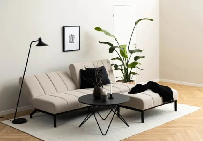 CASA Living Caix Sovesofa H 87 x B 198 x D 95 cm - Metal/stof - Beige