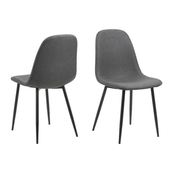 CASA Living Celia Spisebordsstol - 4 stk. H 86 x B 44 x L 54 cm - Stål/stof - Mørkegrå