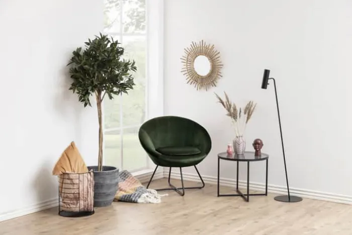 CASA Living Center Loungestol H 81 x B 82 x D 71 cm - Metal/stof - Skovgrøn