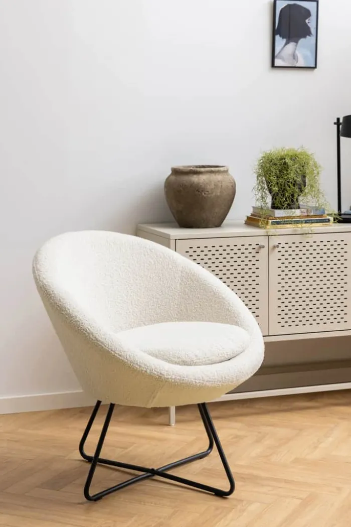 CASA Living Center Loungestol H 81 x B 82 x D 71 cm - Metal/stof - Creme