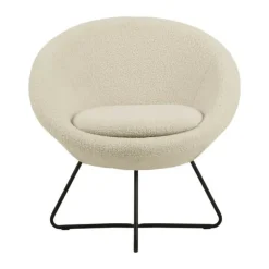 CASA Living Center Loungestol H 81 x B 82 x D 71 cm - Metal/stof - Creme