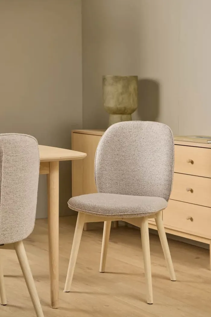CASA Living Cindy Spisebordsstol - 2 stk H 89 x B 49 x D 56 cm - Stof/gummitræ - Beige