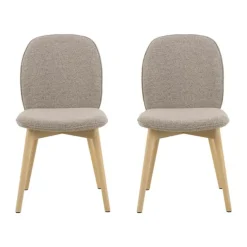 CASA Living Cindy Spisebordsstol - 2 stk H 89 x B 49 x D 56 cm - Stof/gummitræ - Beige