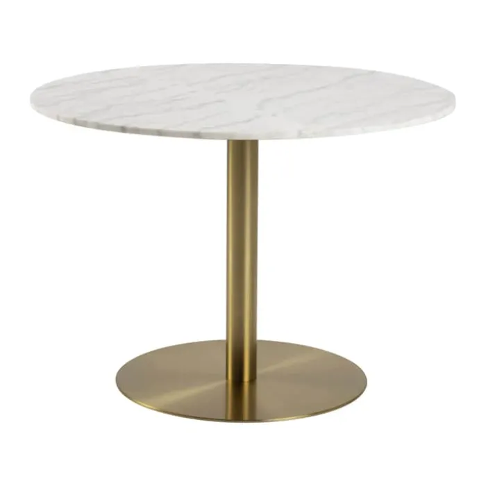 CASA Living Corby Spisebord Ø 105 x H 75 cm - Marmor/metal - Hvid