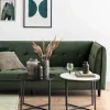 CASA Living Cross Hjørnebord Ø 55 x H 45 cm - Metal/glas - Røg/sort