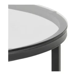 CASA Living Cross Hjørnebord Ø 55 x H 45 cm - Metal/glas - Røg/sort